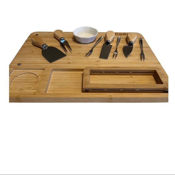 New in Box Bamboo Cheese Board Set Stainless Steel Knife, Charcuterie Platter - Picture 4 of 6